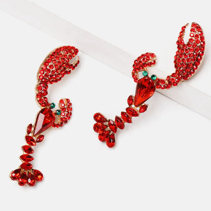 Lobster Shape Glass Stone Dangle Earrings