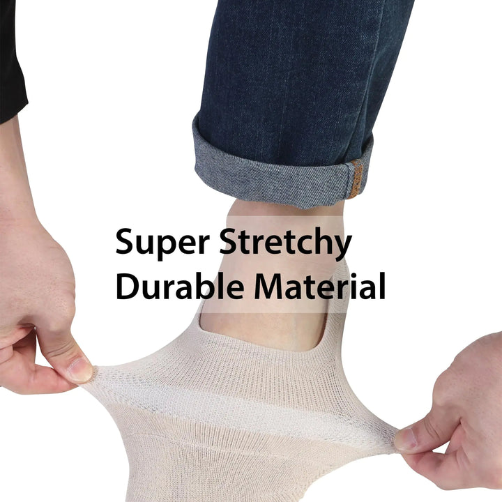 Pro Mountain No Show Socks For Women Men Cotton Cushion Footies Liner S M L XL X-Large Beige 4 Pairs