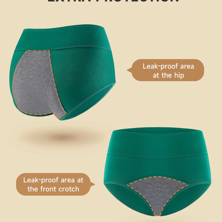 PULIOU Period Underwear for Women Heavy Flow High Waisted Menstrual Panties Teens Cotton Postpartum Hipster 3 Pack Black Darkblue Winered Darkgreen Medium