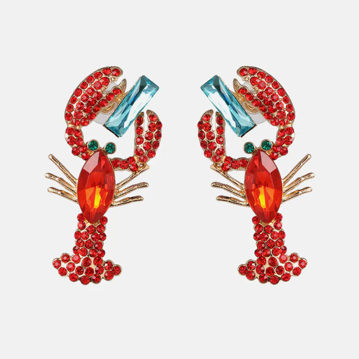 Lobster Shape Glass Stone Dangle Earrings