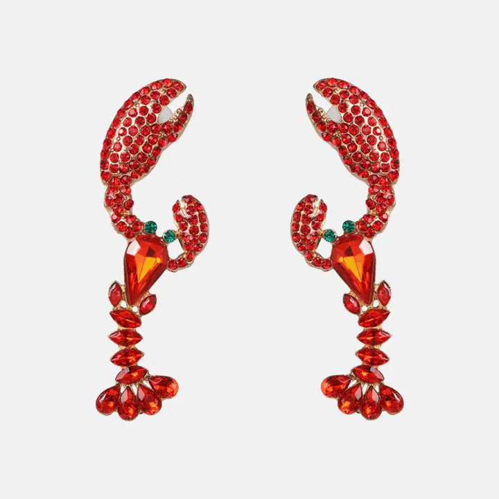 Lobster Shape Glass Stone Dangle Earrings