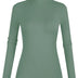 POPZONE Women's Lettuce Trim Mock Neck Long Sleeve Slim Fit Ribbed Knit Tee Shirt Tops Medium Grey Green-22