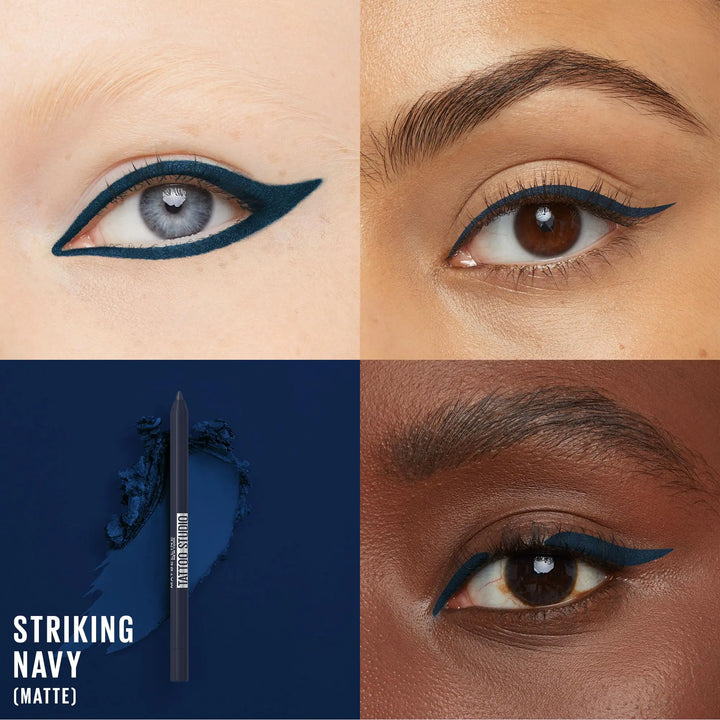Maybelline TattooStudio Long-Lasting Sharpenable Eyeliner Pencil, Glide on Smooth Gel Pigments with 36 Hour Wear, Waterproof, Striking Navy, 1 Count 920 STRIKING NAVY 0.04 Ounce (Pack of 1)