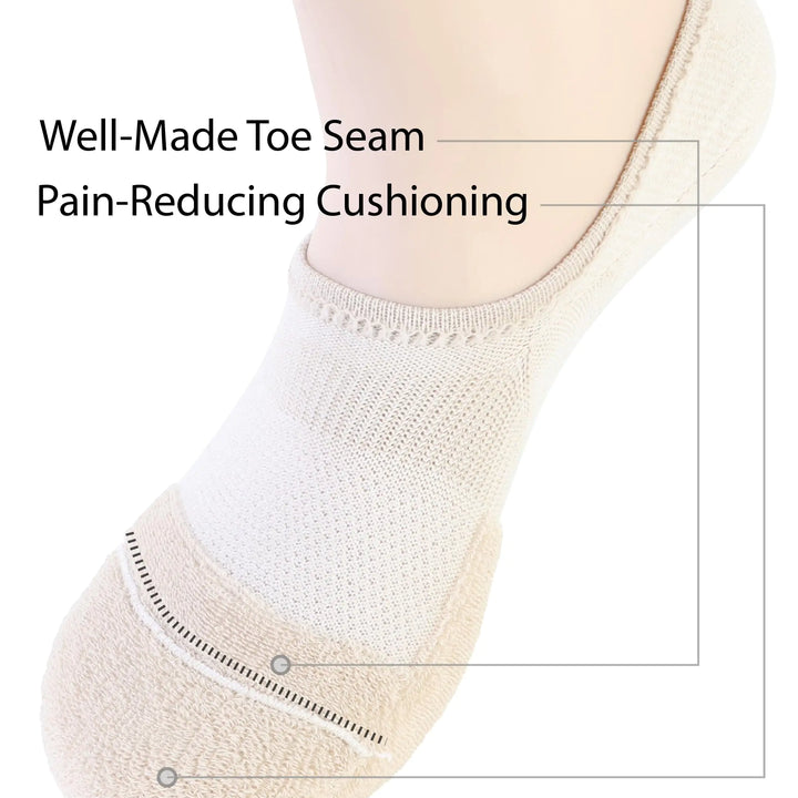 Pro Mountain No Show Socks For Women Men Cotton Cushion Footies Liner S M L XL X-Large Beige 4 Pairs