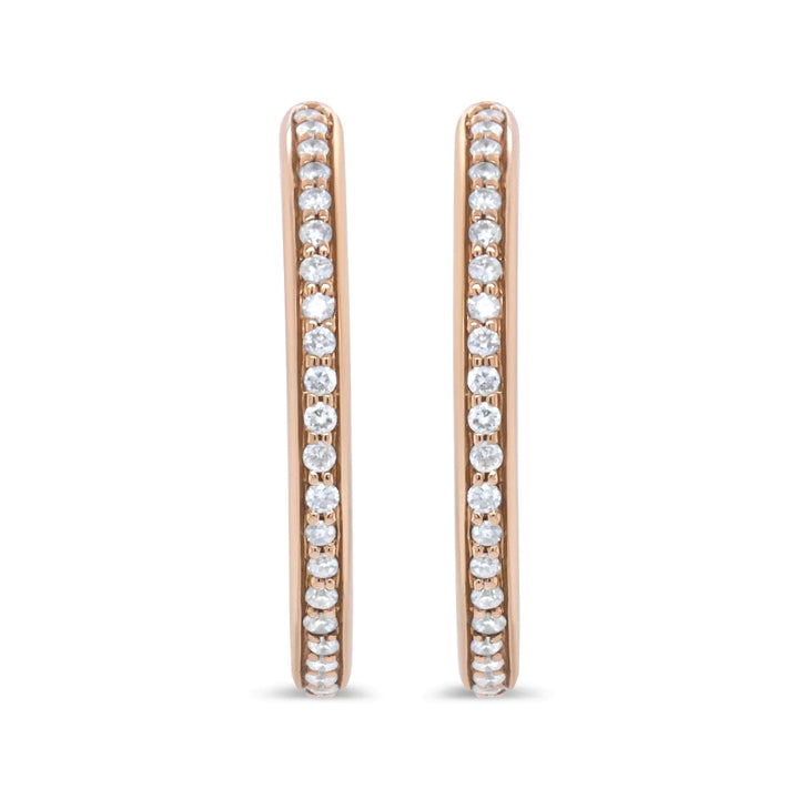 18K Rose Gold 1/5 Cttw Round Diamond Hoop Earrings (F-G Color, VS1-VS2 Clarity)