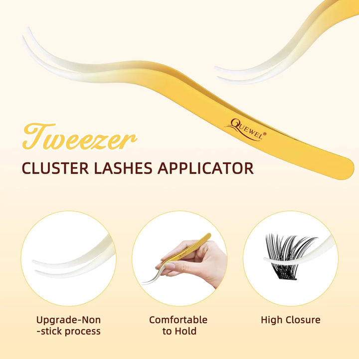 QUEWEL Self Adhesive Eyelashes Natural Look, No Glue Needed Lash Clusters with Eyelash Clusters Tweezer, 40 Pcs Reusable Lashes Self Adhesive for Beginners, DIY Lash Extensions for Home Use(ZN-06) 1-ZN-06-MIX8-16