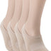 Pro Mountain No Show Socks For Women Men Cotton Cushion Footies Liner S M L XL X-Large Beige 4 Pairs