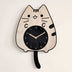 3D Wooden Cartoon Cats Wall Clock